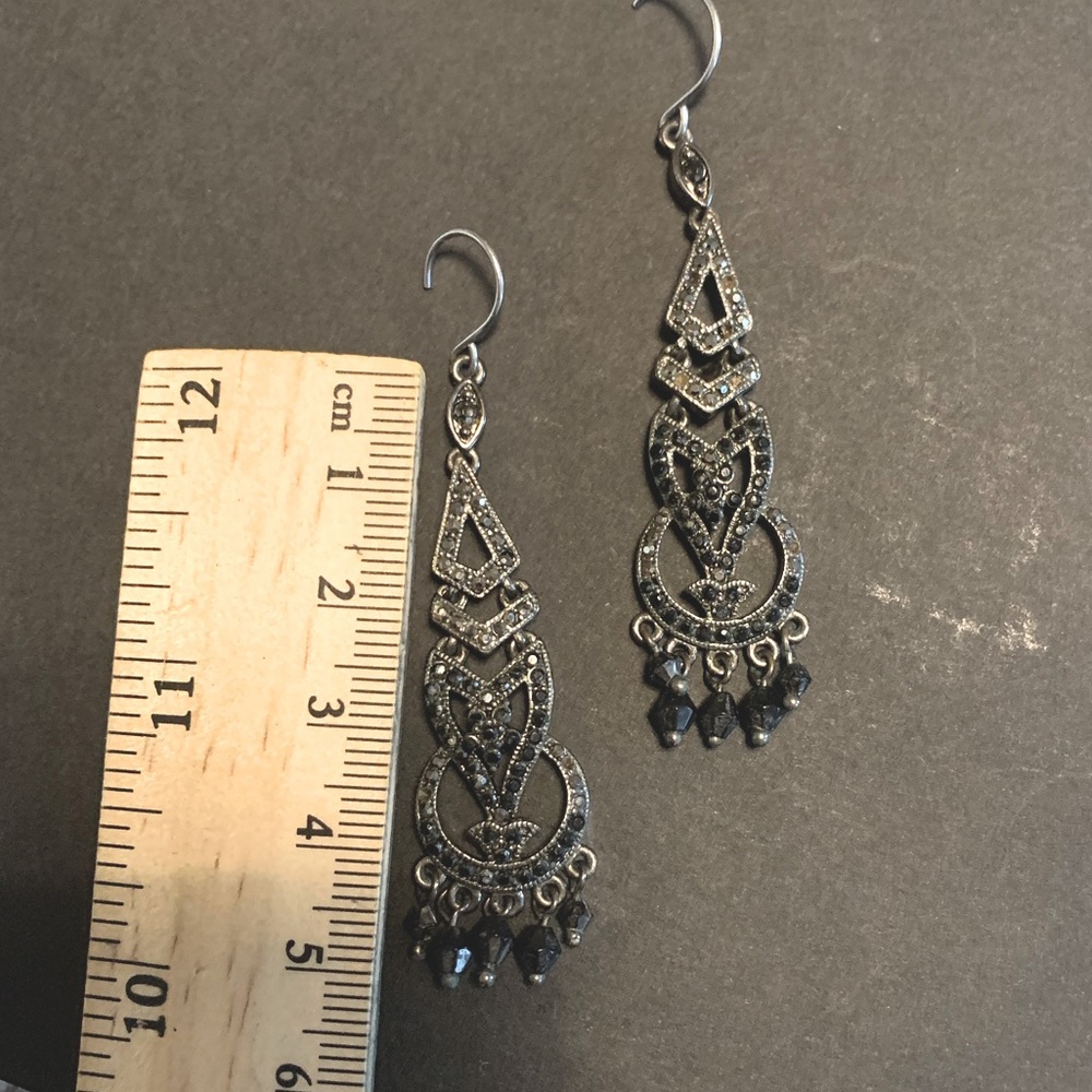 Vintage black crystal chandelier earrings